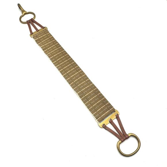 VINTAGE leather & elastic belt women\'s brass buckle/hook - SIZE SMALL main image 8